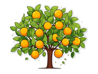 Doodle Orange tree, cartoon sticker, sketch, vector, Illustration, minimalistic