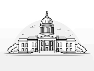 Doodle Georgia State Capitol, cartoon sticker, sketch, vector, Illustration, minimalistic - obrazy, fototapety, plakaty
