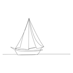 Sailboat continuous one line vector art illustration