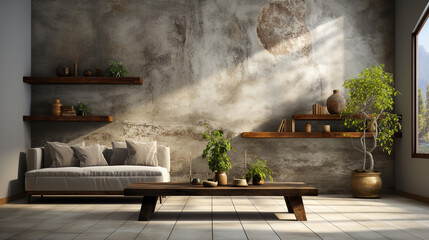 Lving room concrete texture wall
