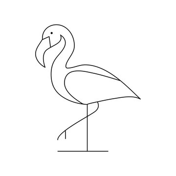 recommend clip art: Continuous One line heron bird outline vector art illustration and flamingo single 
                    line art drawing