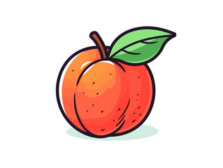 Doodle Peach symbol, cartoon sticker, sketch, vector, Illustration, minimalistic