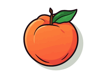 Doodle Peach symbol, cartoon sticker, sketch, vector, Illustration, minimalistic