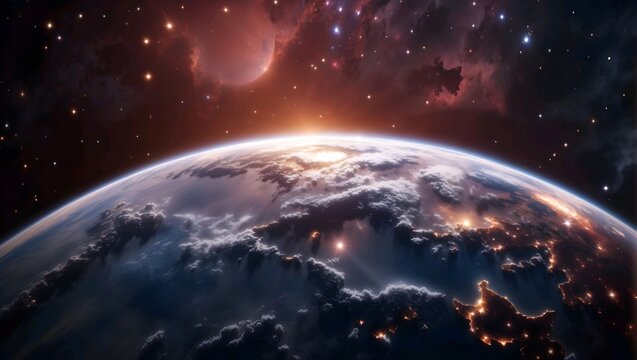 earth in space, close up photography of earth floating in space in stunning space background 