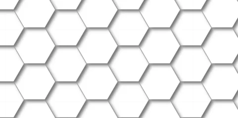 Fotobehang Abstract background with hexagon and white Hexagonal Background. Luxury White Pattern. Vector Illustration. 3D Futuristic abstract honeycomb mosaic white background. geometric mesh cell texture. © MdLothfor