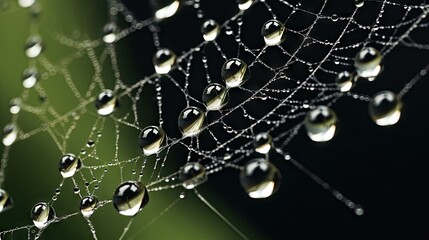  a spider web with water droplets on it's web.  generative ai