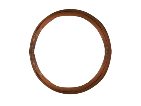 Round wooden old weathered 19th century window isolated on transparent background.