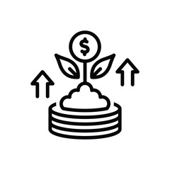 Black line icon for growth 