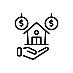 Black line icon for mortgage 