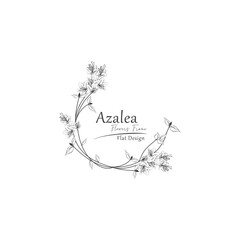 corner scale sketch illustration of azalea flower frame.
