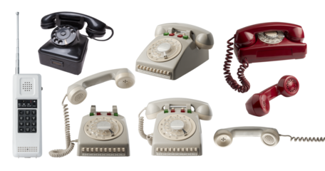 Collection of vintage rotary dial telephones