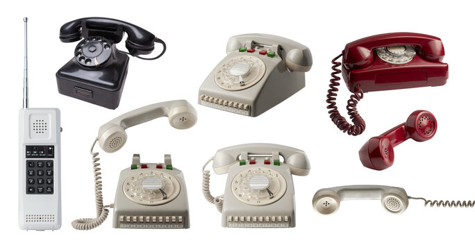Collection of vintage rotary dial telephones
