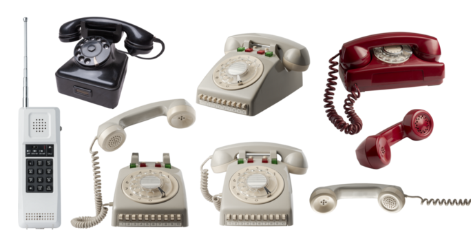 Collection of vintage rotary dial telephones
