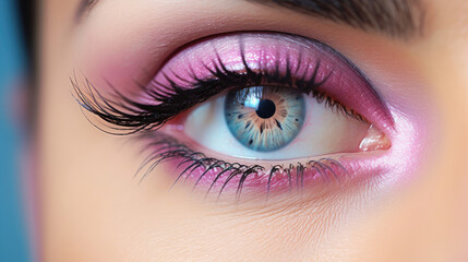 Obraz premium A striking macro shot highlighting the beauty of a persons eye and makeup