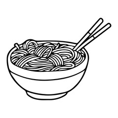 noodles line vector illustration