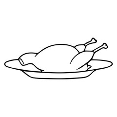 roast chicken line vector illustration