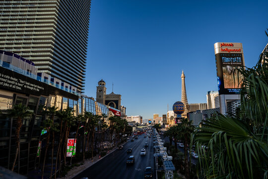 LAS VEGAS, THE USA, 18 October 2023: Main street Las Vegas Boulevard "The Strip" area during preparing  road, stands and lights by Formula 1 what will takes on November 2023 year in Las Vegas, Nevada.