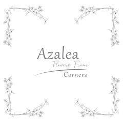 corner sketch illustration of azalea flower frame.