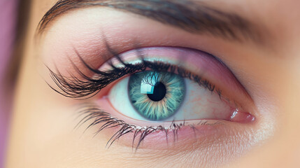 Obraz premium The artistry of natural makeup enhances the beauty of this persons eye in close-up