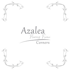 corner sketch illustration of azalea flower frame.