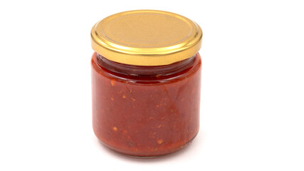 Adjika spicy aromatic seasoning for meat and fish isolated on white