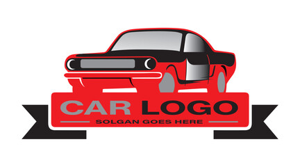 Obraz premium Luxury classic car logo emblem. Auto sports garage badge icon. Motor vehicle dealership symbol. Automotive showroom sign. Vector illustration