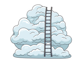 Doodle Ladder to heaven, cartoon sticker, sketch, vector, Illustration, minimalistic