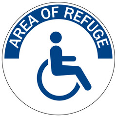 Area of refuge sign and labels disable person