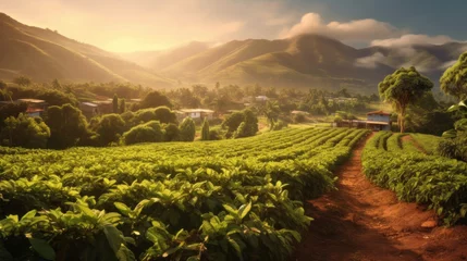 Foto op Canvas Coffee plantations at South america with mountains. © tong2530