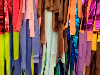 Strips of colorful craft papers in closeup