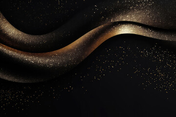 Black Background Shimmering With Gold Glitter Texture