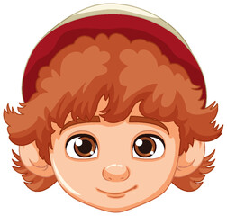 Neutral Expression of Red-Headed Boy in Beanie Hat