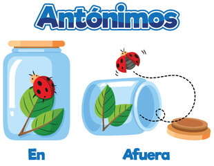 Antonym Word Card: En and Afuera