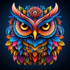 Multicolored mandala owl coloring page for adults.