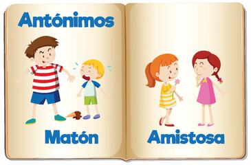 Antonym Word Card: Maton and Amistosa