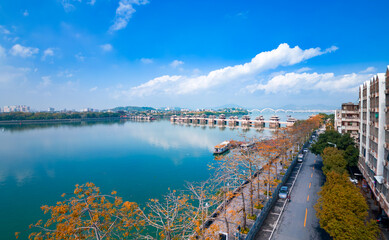 Obraz premium Aerial view of Guangji Bridge, Chaozhou City, Guangdong province, China