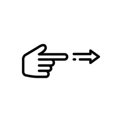 Black line icon for point right 