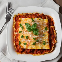 Rich and creamy lasagna dish filled layer by layer with fresh ingredients and topped with quality mozzarella
