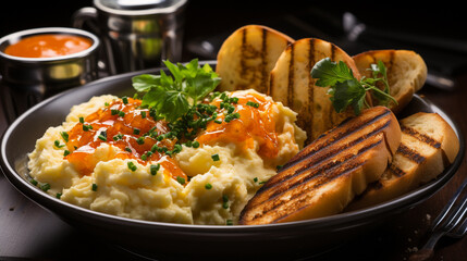 plate of fluffy scrambled eggs