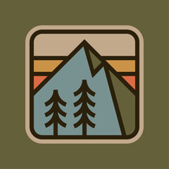 Simple Mountain Outdoor Badge Illustration