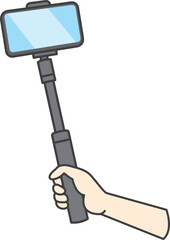 Clip art of hand holding selfie stick
