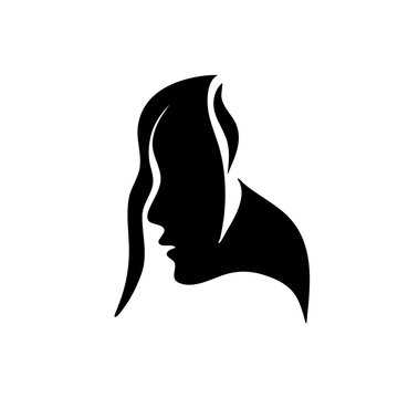 silhouette of beautiful girl with a hairstyle, a woman in profile, vector illustrations