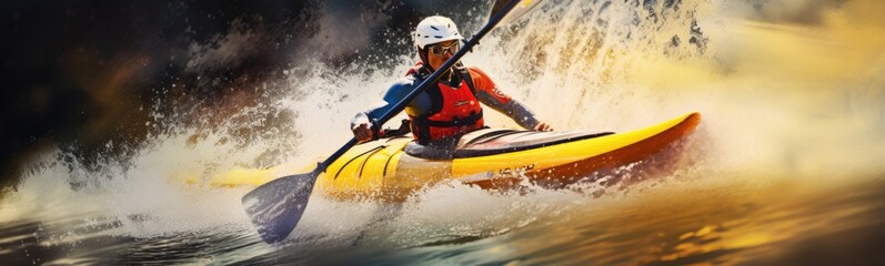 Kayak slalom concept banner	