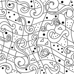 Abstract Line art background, Adult coloring book page. Hand free Vector illustration.
