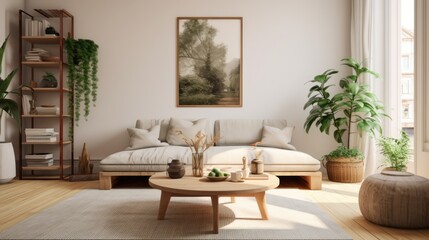 Minimalist Living Room with Couch and Plant