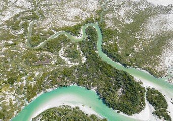 Aerial view of Willie Creek in Broome, Australia