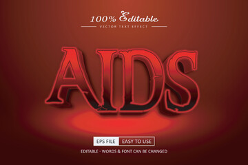 Aids 3d editable text effect vector template