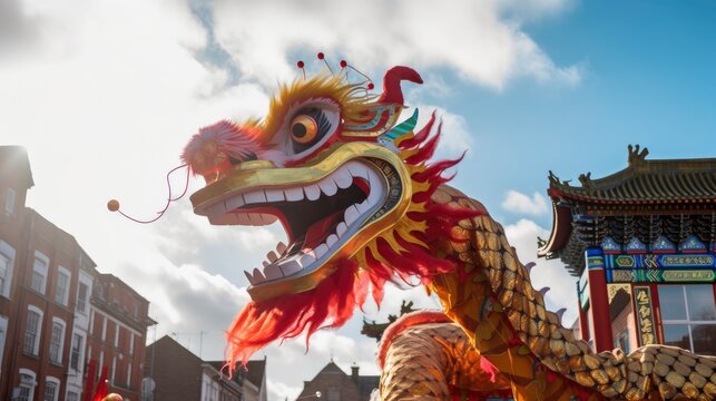 Chinese Dragon under a bright sky.