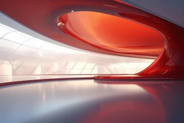 Fototapeta premium Modern Architectural Red Cathedral - 360 Panoramic View