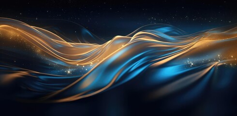 Blue and gold abstract background - obrazy, fototapety, plakaty